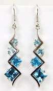Sterling Blue Topaz Long Earrings
