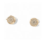 14k (585) Yellow Gold Round Cut Natural Diamond Cluster Stud Earrings