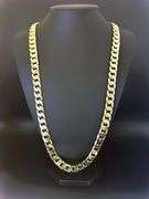 Huge 133.5 Gram 14 Kt Tri-Layered Gold Plate Cuban Link Necklace