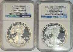 Flawless 2011-W & 2012-W NGC PF70 ULTRA CAMEO graded American Silver Eagles
