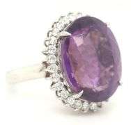 Exceptional Quality Platinum Amethyst and Diamond Ring