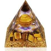 Handmade Orgone Pyramid with Tiger's Eye Stones