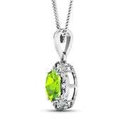 14KT White Gold 2.02ctw Peridot and Diamond Pendant