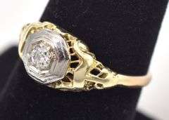 Mesmerizing Vintage Edwardian Style Approx. 0.10CTS Ring in 14K Yellow Gold