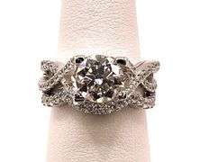 14 Kt White Gold Plate 2 Band Stackable 2.65 Ct Lab Simulated Diamond Ring Set.