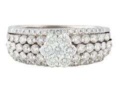 1.65ctw Diamond Cluster Multi Row Flower Ring in 18K