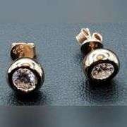14 Kt Rose Gold Plated 1 Ctw Fire Moissanite Earrings