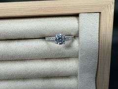 10k White Gold Round White CZ Engagement Band Wedding Ring Size 6.5