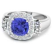 14KT White Gold 1.99ct Tanzanite and Diamond Ring