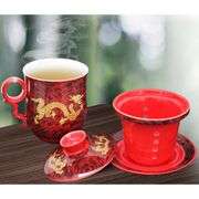 Chinese Dragon Porcelain Tea Mug Set
