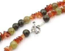 Set of Amber and Jade necklace with dangle earrings