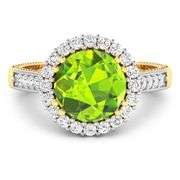 14KT Yellow Gold 2.6ctw Peridot and Diamond Ring