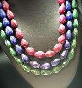Beautiful Large 1311.50 Ctw Mined From The Earth Natural Ruby,  Blue Sapphire and Emerald Necklace