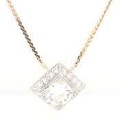 14kt Yellow gold 0.95ct European cut diamond necklace