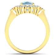 14KT Yellow Gold 1.65ct Aquamarine and Diamond Ring