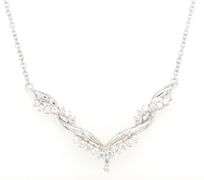 14kt White gold approximate 0.60ctw diamond V fancy necklace