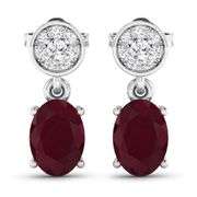 14KT White Gold 1.7ctw Ruby and Diamond Earrings