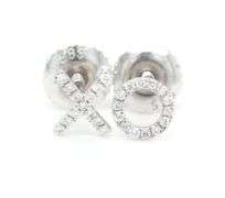 14kt White gold XO diamond stud earrings
