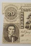 1861 Confederate States Of America $20 Twenty Dollar Note Richmond
