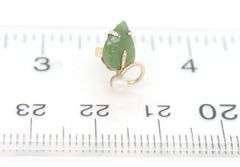 14kt Yellow gold green Jade and pearl leaf shaped earrings