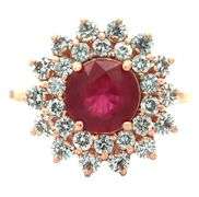 Effy 2.75ct Ruby and 1.10ctw Diamond Double Starburst Frame Ring in 14K