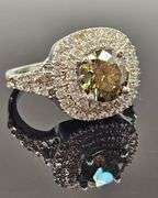 Dazzling 3.5 Ct VVs1 Golden Amber Green Lab Diamond Ring