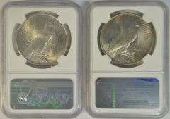 Nearly Gem BU 1924 & 1925 Peace Silver Dollars. NGC MS64's