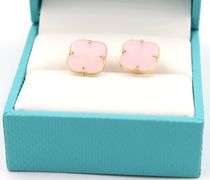 Lovely 14K Yellow Gold Pink Mother of Pearl Motif Stud Earrings
