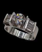 Mens Sparkling 2.35 Ct VVs1 White E-F Simulated Lab Diamond Ring