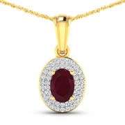 14KT Yellow Gold 0.85ctw Ruby and Diamond Pendant