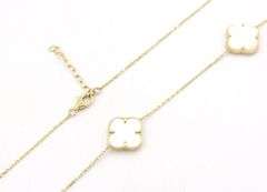 Endearing 14K Yellow Gold 5 Motif Mother of Pearl Necklace