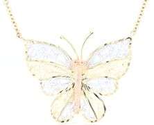 Delicate 14kt Tri-Color Gold Butterfly Pendant – A Symbol of Grace on a Yellow Gold Chain