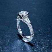 Sparkling 14 Kt White Gold Plated Lab Simulated Diamond Ring.