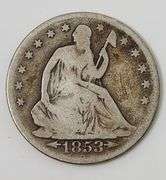1853 Arrows & Rays Seated Liberty Half Dollar, Circulated
