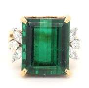 18k Yellow Gold Tourmaline and Diamond Accent Ring