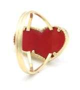 Lovely Heart Shaped 14K Yellow Gold Coral Ring