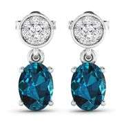 14KT White Gold 1.4ctw London Blue Topaz and Diamond Earrings
