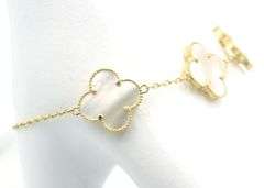 Lovely 14K Yellow Gold Mother of Pearl 3 Motif Bracelet