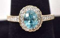 Elegant Topaz and Diamond Ring in 14K Yellow Gold