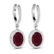 14KT White Gold 3ctw Ruby and Diamond Earrings