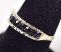 Darling 10K White Gold Blue Sapphire Gemstone and Diamond Ring