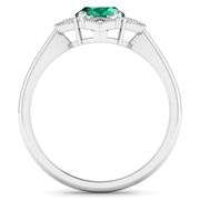 14KT White Gold 1ctw Zambian Emerald and Diamond Ring