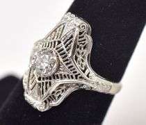Sensational Vintage Art Deco Style Diamond Ring in 14K White Gold