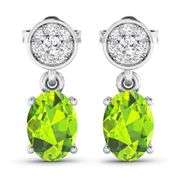14KT White Gold 1.26ctw Peridot Topaz and Diamond Earrings