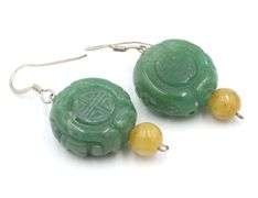 Chunky set of Jade and coral necklace and dangle earrings