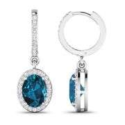 14KT White Gold 2.2ctw London Blue Topaz and Diamond Earrings