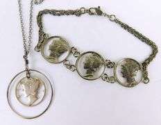 Silver Cut-Out Liberty Dime Necklace & Bracelet