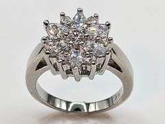 Dazzling 14 Kt White Gold Plated Lab Simulated Diamond Ring