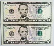 (2) Superb Crisp 2021 $5 Star Replacement Notes Minneapolis-Consecutive!