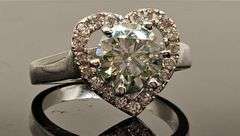 14 Kt White Gold Plate 2.75 Ct VVs1 Lab Simulated Diamond Heart Ring
